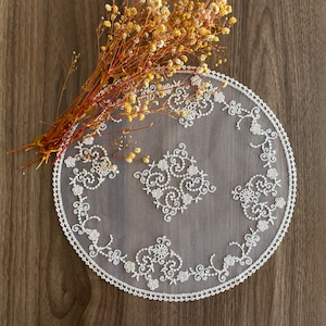 Cream French Lace Round Table Mat, Lace Doily, Doily, Placemat, Round Lace Doily, Lace Doilies, Lace, Lace Placemat, LC131