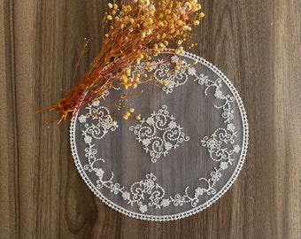 Cream French Lace Round Table Mat, Lace Doily, Doily, Placemat, Round Lace Doily, Lace Doilies, Lace, Lace Placemat, LC131