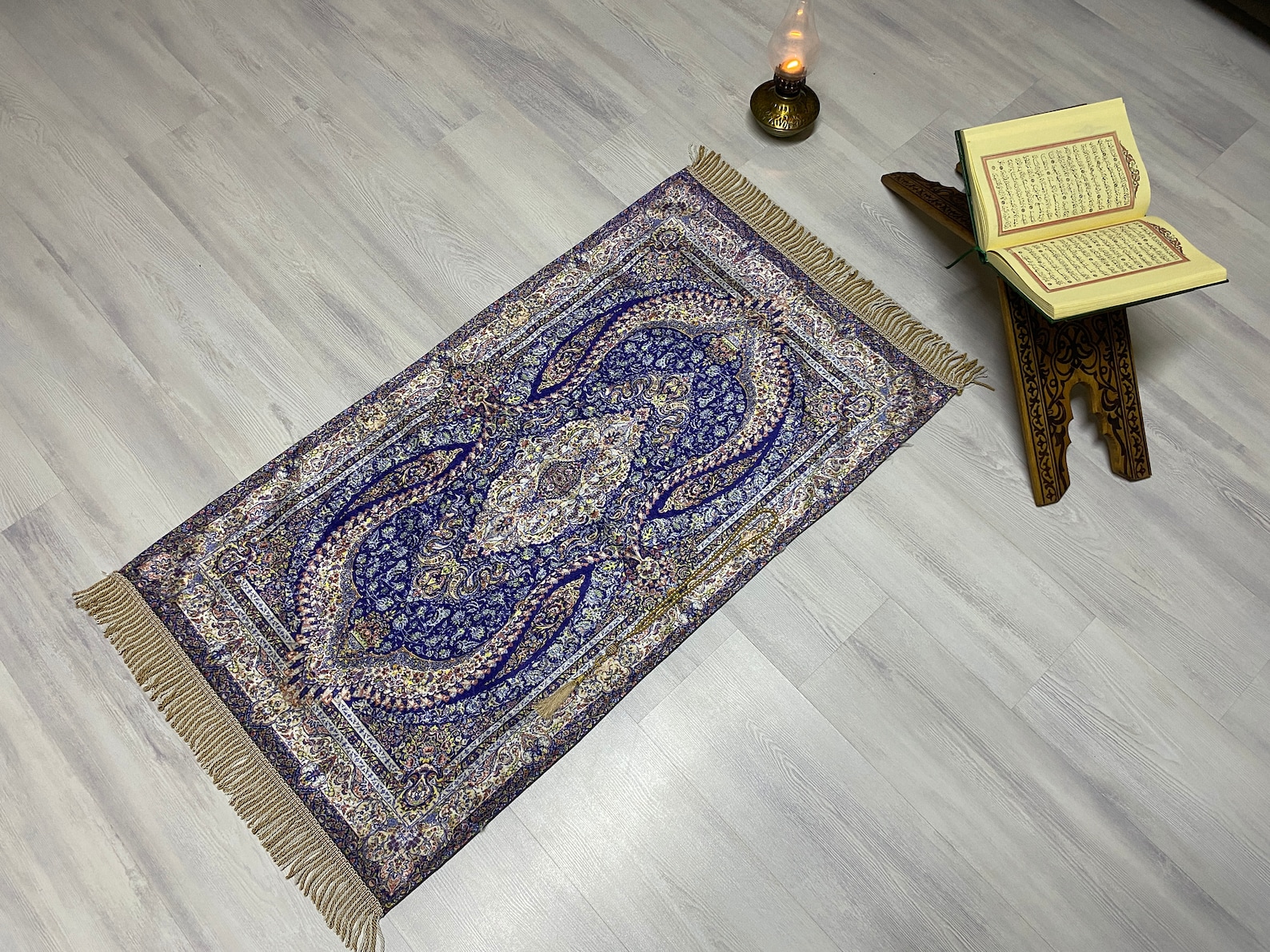 Soft Dark Blue Prayer Mat Prayer Mat With Tasbeeh Prayer Etsy UK