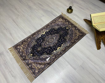 Dark Blue Prayer Rug, Prayer Mat, Sejhade Musala Gift Set, Eid Mubarak Gift,  Ramadan Gift, Prayer Rug, Nikaah, Gift for Muslim, RNR487