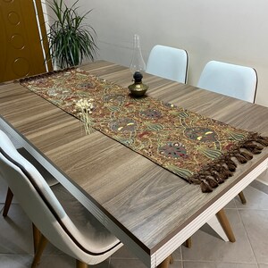 Coureur de tissu de table turc marron, chemin de table ottoman turc tulipe chemin de table Boho turc, RNR232