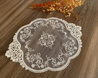 Napperon en dentelle crème, set de table en dentelle, napperon en dentelle, napperon vintage, passe-partout en dentelle, napperon de mariage, napperon de napperon, LC133