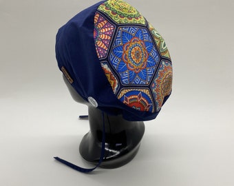 Scrub Cap, Bouffant Scrub Hat, Tie Back Scrub Hat, Ponytail Scrub Cap, Scrub Caps For Women, Surgical Scrub Hats,  Scrub Hat,     HAT199