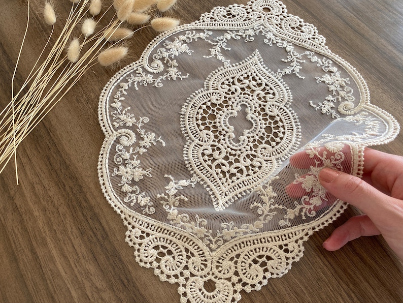 Cream Oval Lace Placemats Table Cloth Cream Table Runner Etsy