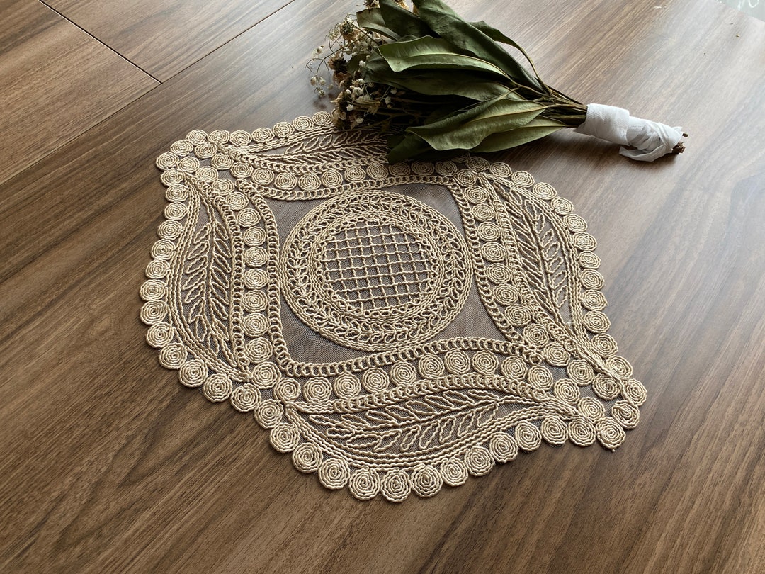 Cappuccino French Lace Doily Placemats,vintage Velvet Lace Placemats