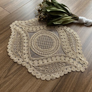 Cappuccino French lace doily placemats,Vintage velvet lace placemats, Dainty lace doily mats, Delicate Antique style lace doily mats,  LC200