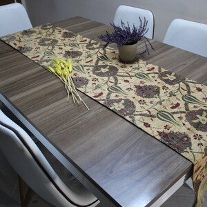 Moutarde Turc Table Cloth Runner, Tulip Design Floral Boho Table Runner Pour Mariage, Couverture De Table Or, Décoration De Table, RNR208