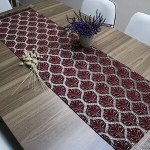 Chemin de table oriental turc bordeaux, nappe de décoration bohème, chemin de table pour mariage, chemin de table géométrique turc, RNR102