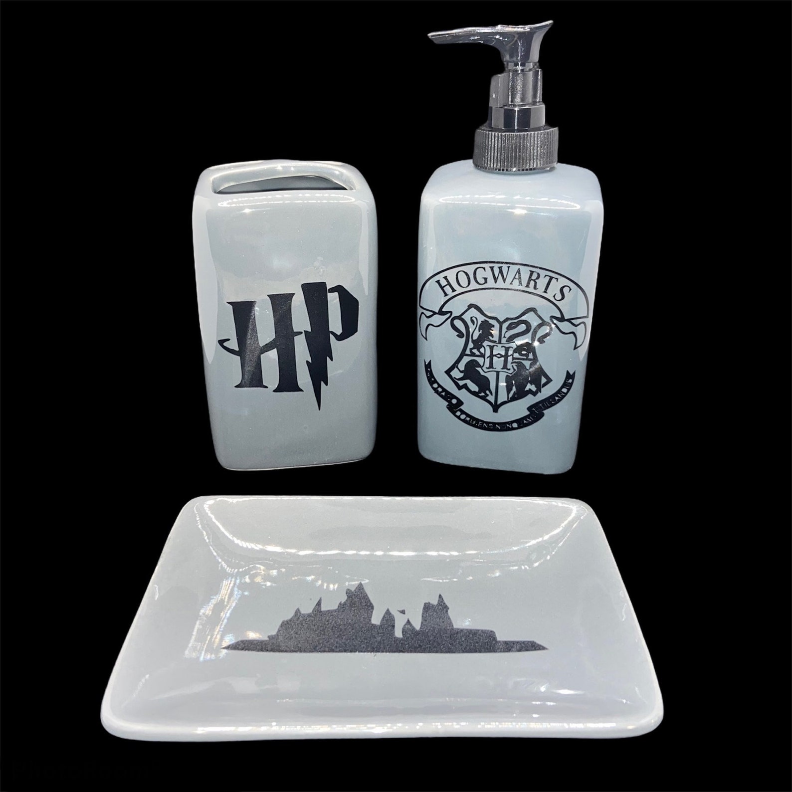 Harry Potter 3Piece Bathroom Decor Set Toothbrush Holder Etsy