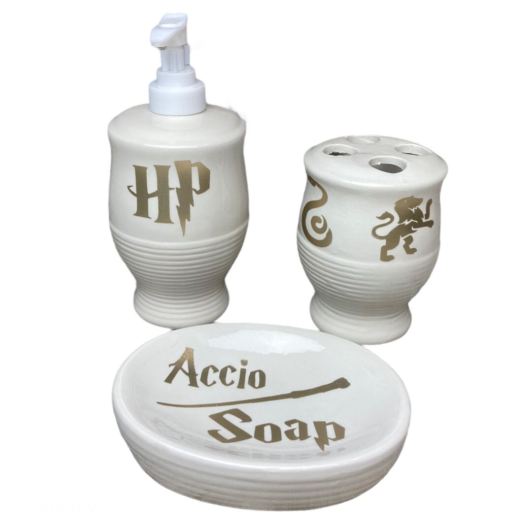 Harry Potter 3Piece Bathroom Set Soap Dispenser / Soap Dish Etsy