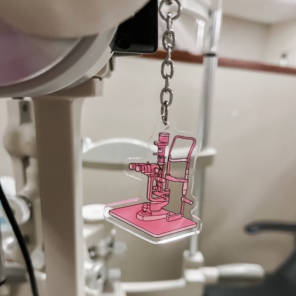 Cute Pink Slit Lamp Keychain - Optometry Keychain - Ophthalmology Keychain