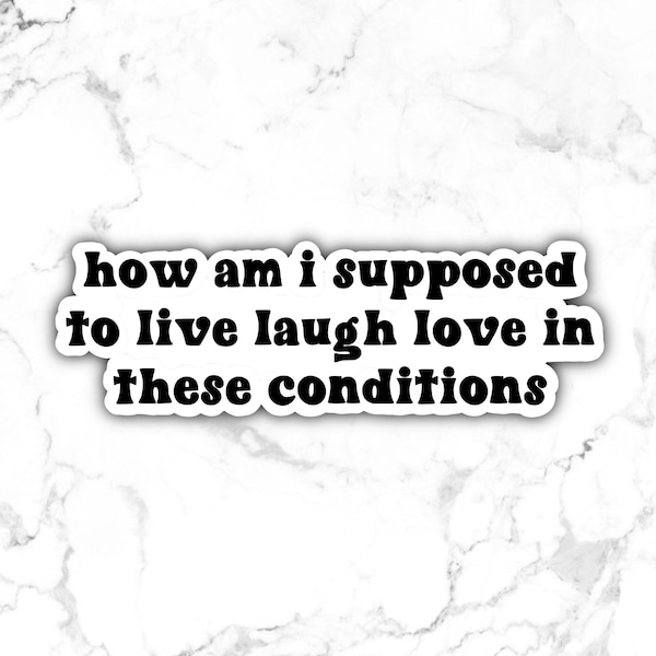 Waterproof “how am i supposed to live laugh love in these conditions” sticker