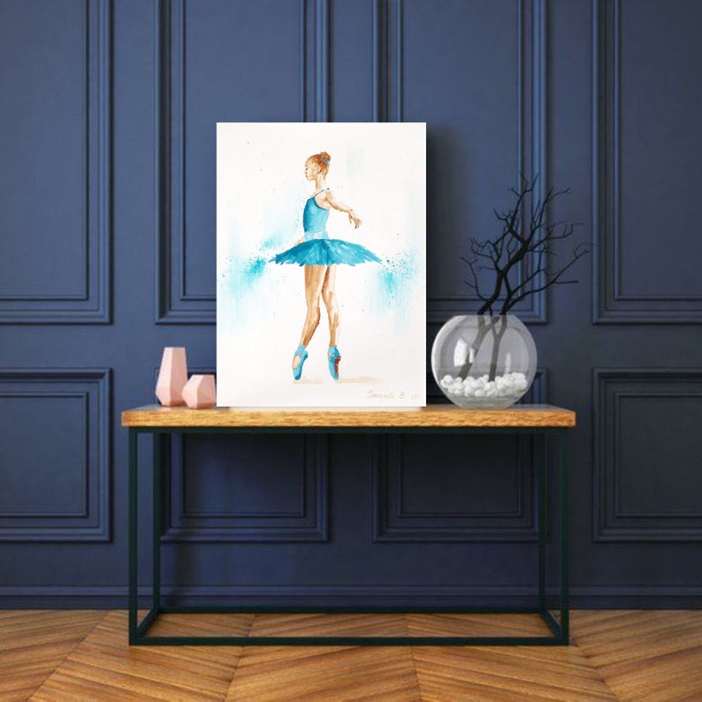 Ballerina in turquoise oil painting Ballerina original picture Ballerina wall art