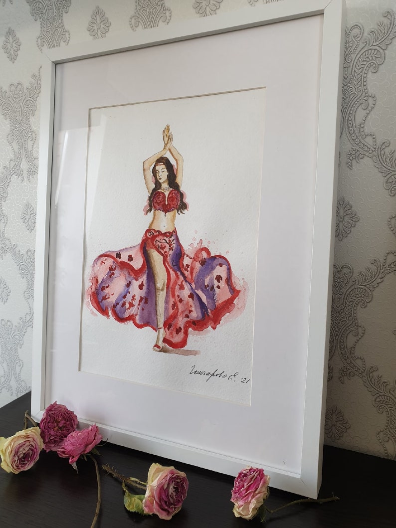 Girl dance watercolor Belly dance watercolor drawing Belly dance watercolor art