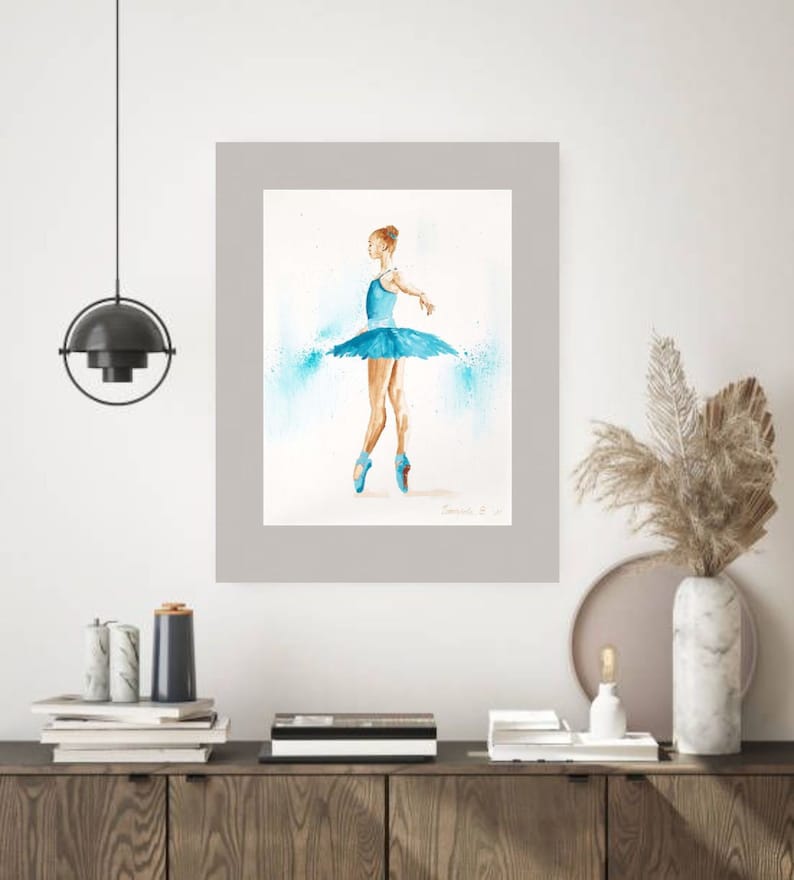 Ballerina in turquoise oil painting Ballerina original picture Ballerina wall art