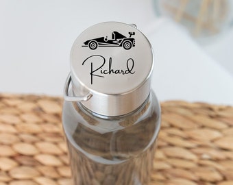 Personalized Drinking Bottle with cars, Engraved bottle, 600ml 20oz drinking bottle, travel water bottle, custom bottle, engraved name