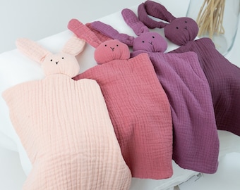 Baby Cuddly blanket, Organic Cotton baby blanket, Baby cotton comforter, Muslin cuddle blanket, Bunny comforter, Muslin newborn gift, Cotton