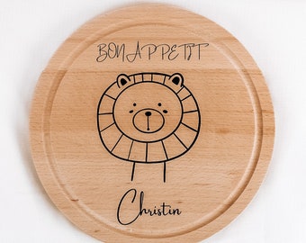 Breakfast board personalized children, gift child 1 year, gift baby, engraved wooden board, personalised wooden board snacks