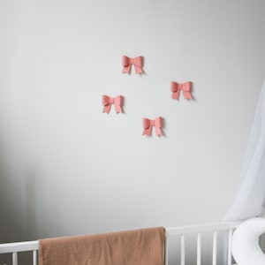 Pink Bows wall decoration, nursery wall decorations, Baby room nursery wall decor, baby shower gift for baby announcement Hanging walls bows