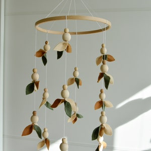 Forest style baby crib mobile, Baby shower gift,  Lighter and darker leaves,Floral nursery baby mobile. Leaf crib mobile, Minimalist mobile