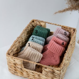 Knitted baby socks, baby gift, knit merino wool socks for boy and girl, 0-3 months old socks, newborn socks, baby showers gift, Baby shoes image 2