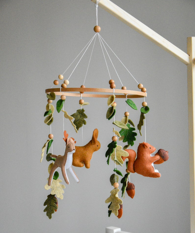 Woodland Baby Crib Mobile Forest Animal Nursery Mobile Baby Etsy