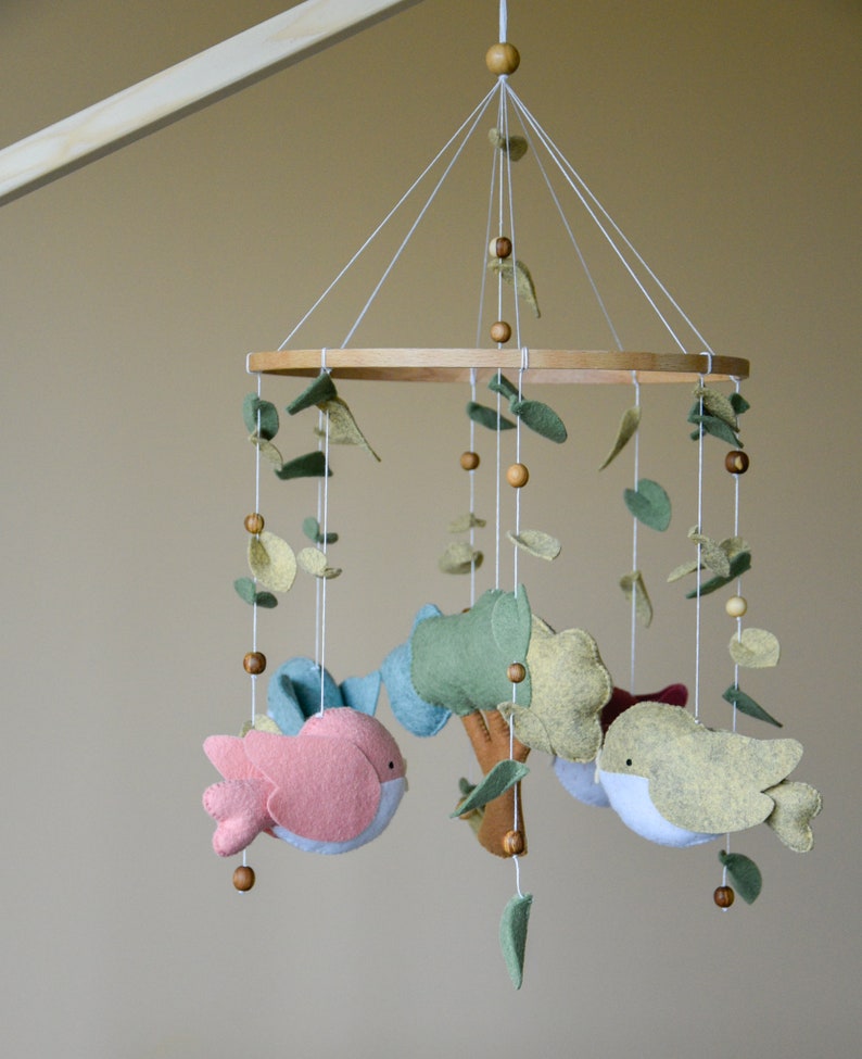 Bird Nursery Mobile Woodland Mobile Baby Girl Woodland Hanging Etsy