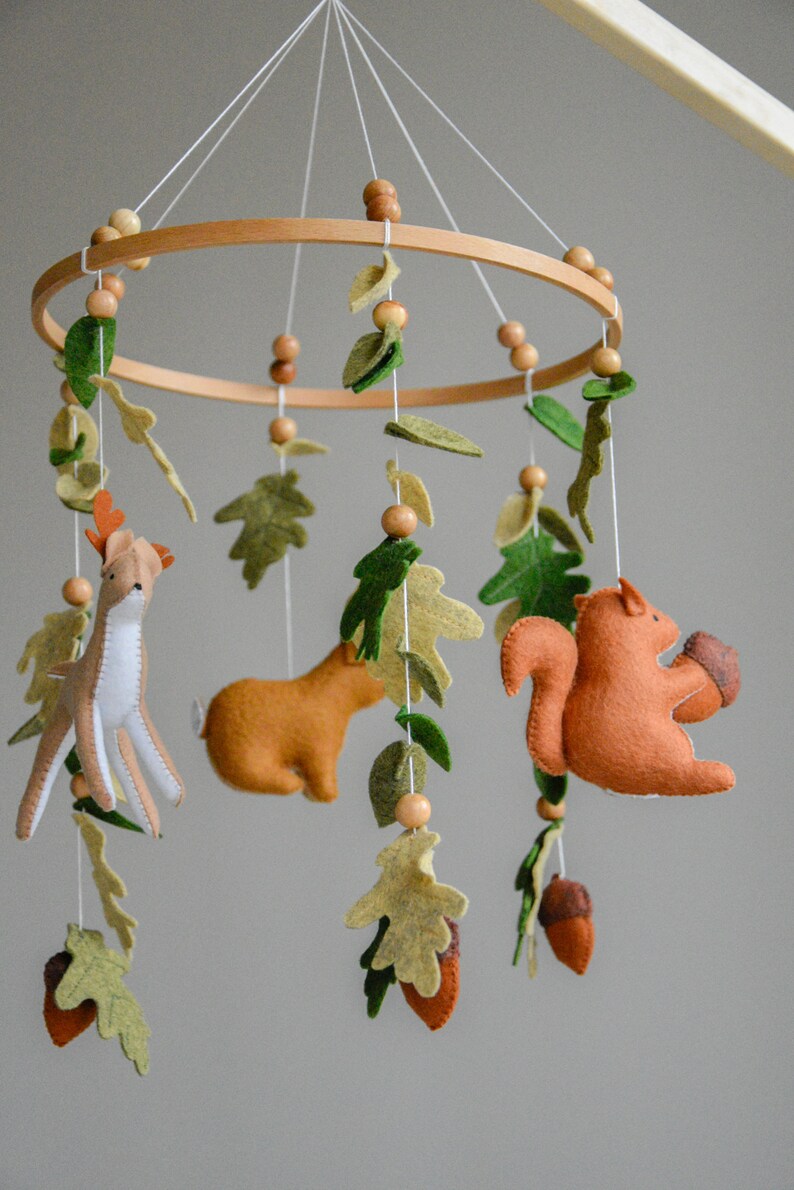 Woodland Baby Crib Mobile Forest Animal Nursery Mobile Baby Etsy