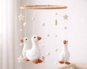 Mobile bébé canards, Mobile berceau oies, Mobile bouclette neutre, Cadeau baby shower fait main