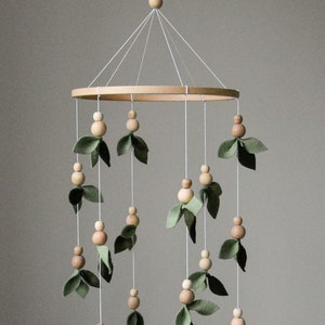 Forest-Themed Baby crib Mobile, sage green nursery decor, baby shower gift for baby announcement