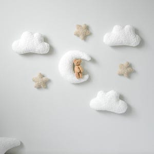 Teddy bear wall decoration, nursery wall decorations, Baby room cloud decor, baby shower gift for baby announcement