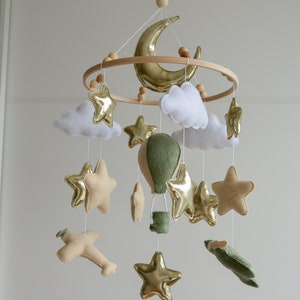 Airplane nursery baby mobile, space crib mobile, baby mobile air balloon hanging mobile Nursery mobile, Adventure cot mobile hot air balloon