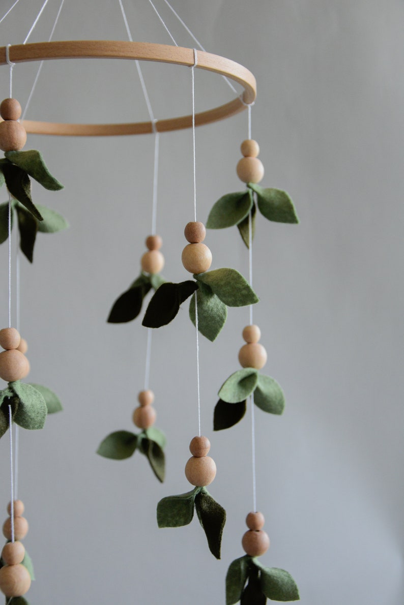 Forestthemed Baby Crib Mobile, Sage Green Nursery Decor, Baby Shower