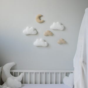 Nursery Wall Decor Set With Boucle Moon and Clouds | Neutral Teddy ...