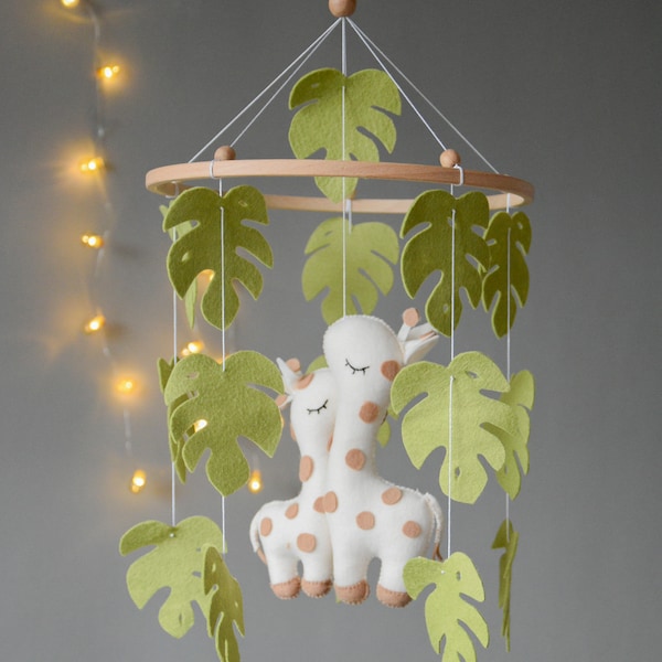 Safari baby nursery mobile, Cute giraffe mobile, Nursery baby mobile, Baby mobile girl and boy, Hanging baby cot mobile, Baby shower gift