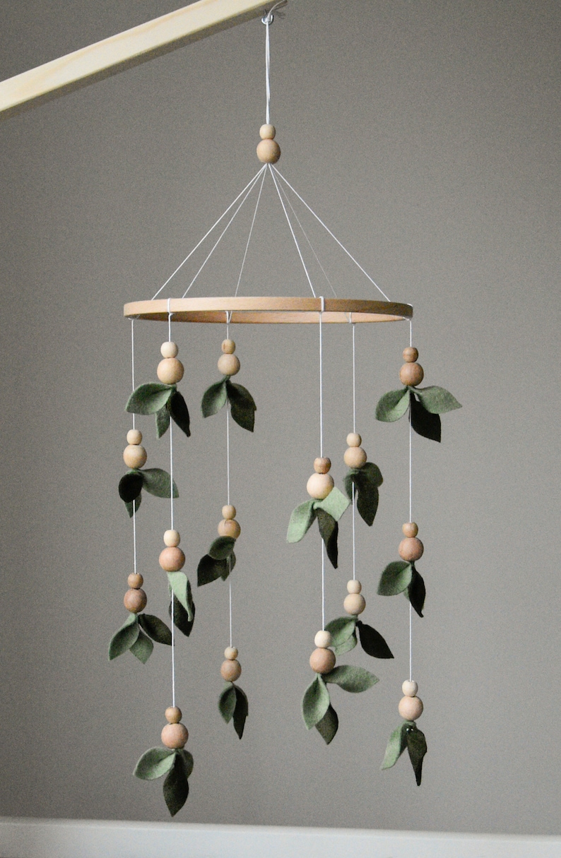 Forestthemed Baby Crib Mobile, Sage Green Nursery Decor, Baby Shower