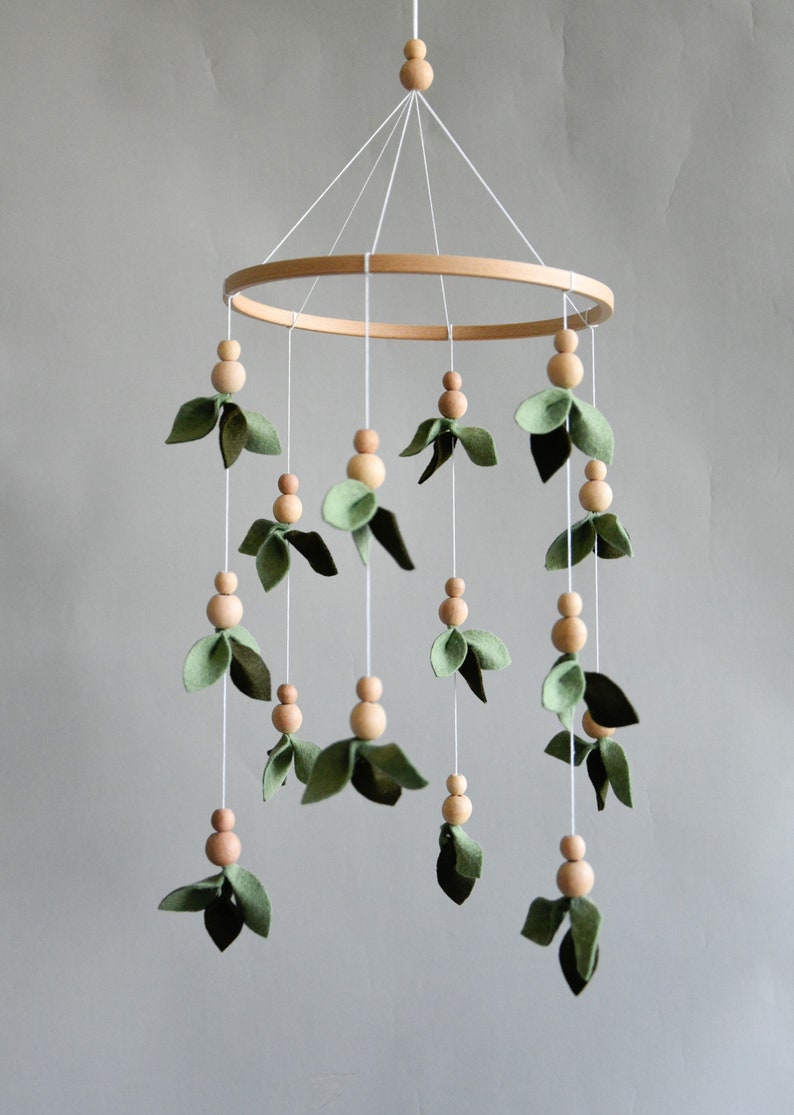Forestthemed Baby Crib Mobile, Sage Green Nursery Decor, Baby Shower