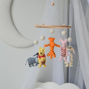 Vintage Winnie and his friends, Baby mobile girl, Baby nursery mobile, Winnie crib mobile, Bear mobile, Nursery decor