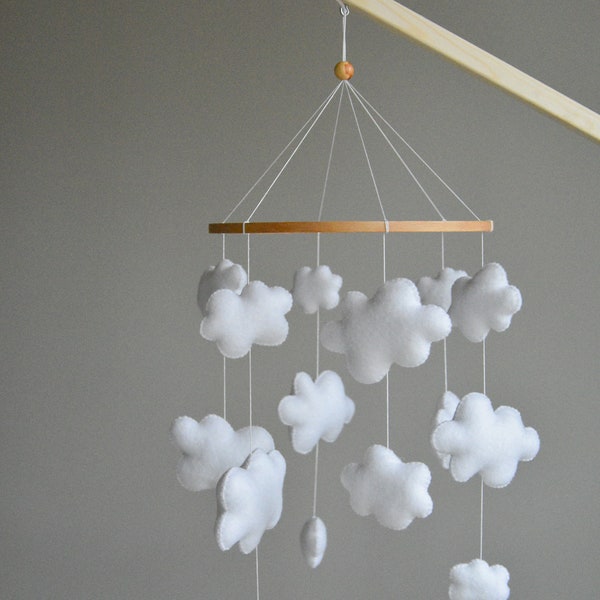 Neutrale wolk baby mobiel, Cloud kinderkamer mobiel, Kinderdagverblijf decor, Baby wieg mobiel, Baby kamer decor ideeën, Baby gril mobiel, Baby jongen mobiel