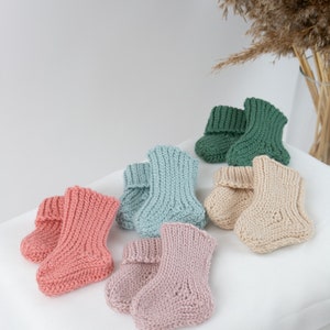 Knitted baby socks, baby gift, knit merino wool socks for boy and girl, 0-3 months old socks, newborn socks, baby showers gift, Baby shoes image 6