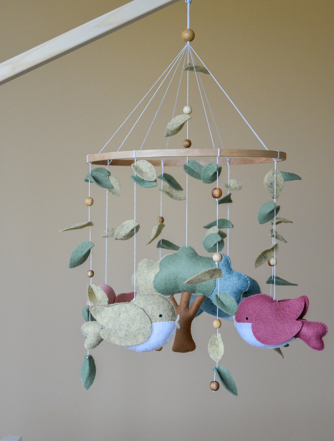 Bird Nursery Mobile Woodland Mobile Baby Girl Woodland Hanging Etsy