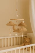 Boucle clouds and moon baby nursery mobile, Neutral baby mobile, Neutral nursery mobile, Clouds mobile, Felted stars mobile, personalized product logo