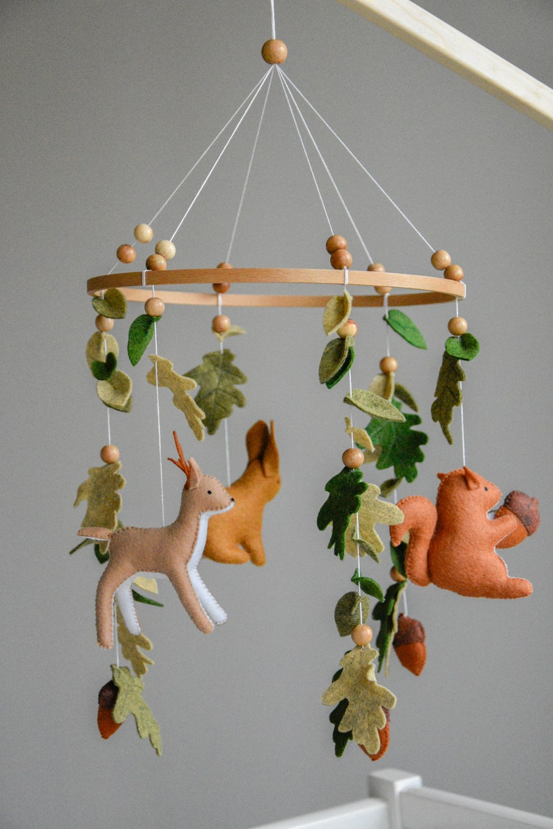Woodland Baby Crib Mobile Forest Animal Nursery Mobile Baby Etsy