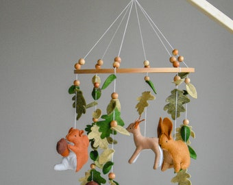 Woodland baby crib mobile, Forest animal nursery mobile, Baby boy and girl cot mobile, Woodland nursery decor, Baby shower gift