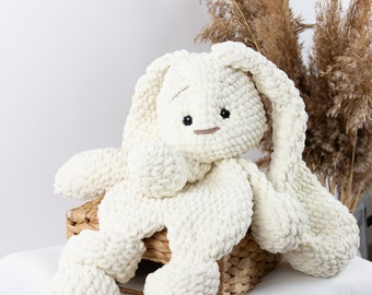 Bunny baby comforter, Neutral bunny lovey, Newborn gift, Baby first toy, Crochet bunny comforter, Soft and Cuddly bunny, Crochet bunny