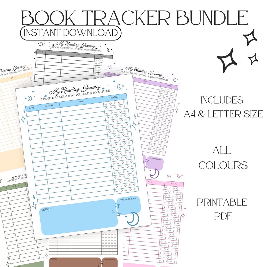 Printable Book Tracker Bundle | Reading Log /tracker | Digital Download ...