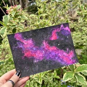 Galaxy Painting - Gift - Watercolour - Space - Handpainted - Abstract - Moon
