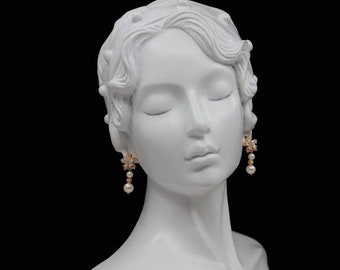 Flower Earrings , Pearl Earrings, Women's Jewelry