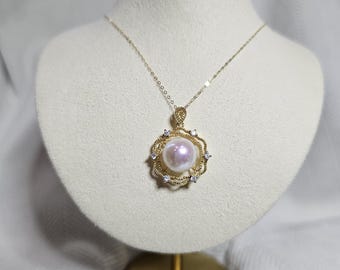 18k Gold Vermeil Edison Pearl Pendant - Vintage Style, Sterling Silver Pendant, High Luster Edison Pearl