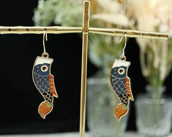 Koi Fish Earrings, 14k Gold Earrings, Lucky Charm
